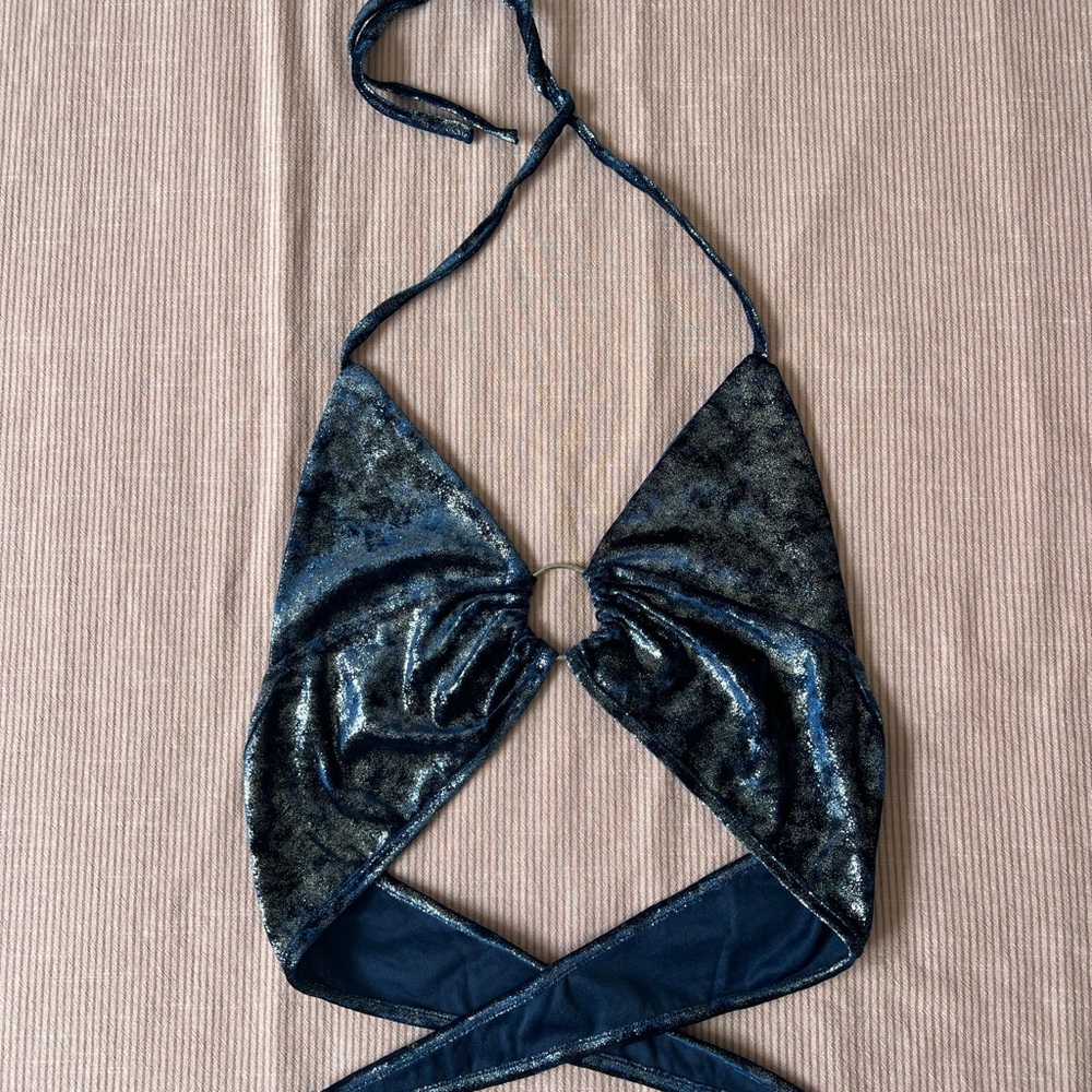 Blue Velvet Halter Top